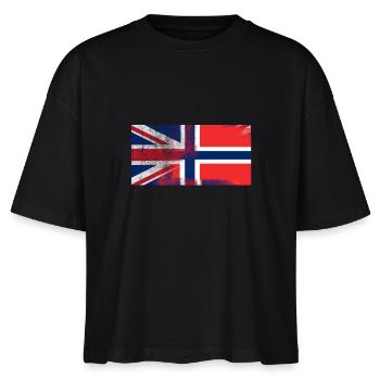 British Norwegian Half Norway Half UK Flag - Stanley/Stella Nova Women’s Boxy Organic T-Shirt - black - Front - Anna (173cm)