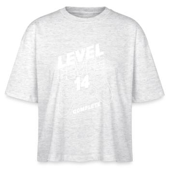 Level 14 Vollendet – Controller Sieg Geburtstag - Stanley/Stella Frauen Boxy Bio-T-Shirt Nova - Weiß meliert - Vorne - Anna (173cm)
