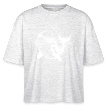 Cute Diver Blue Whale Kids Drawing - Stanley/Stella Nova Women’s Boxy Organic T-Shirt - heather white - Front - Anna (173cm)