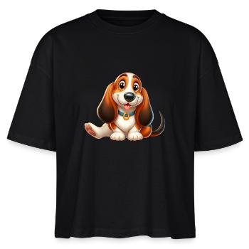Basset 8 - Stanley/Stella Nova Women’s Boxy Organic T-Shirt - black - Front - Anna (173cm)