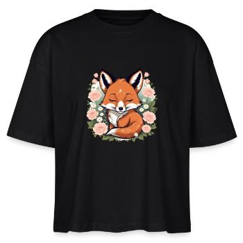 Renard Renard Fleurs Mignon Cadeau Animal Amour pour les Femmes - T-shirt bio NOVA Stanley/Stella Femme - noir - Devant - Anna (173cm)