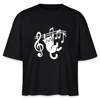 Kleine freche Musik Katze lustige Noten Katzen - Stanley/Stella Frauen Boxy Bio-T-Shirt Nova - Schwarz - Vorne - Anna (173cm)