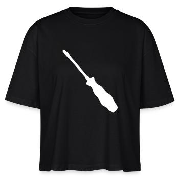 Schraubenzieher - Werkzeug - Stanley/Stella Frauen Boxy Bio-T-Shirt Nova - Schwarz - Vorne - Anna (173cm)
