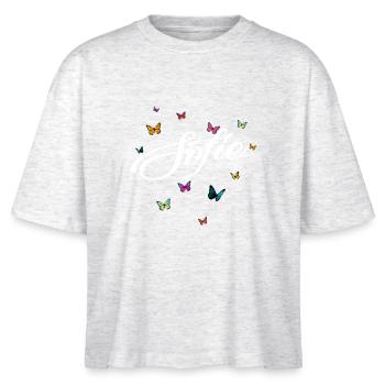 SOFIE - Girl Name with Colorful Butterflies - Stanley/Stella Nova Women’s Boxy Organic T-Shirt - heather white - Front - Anna (173cm)