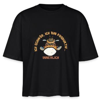 Ich schwör, ich bin Produktiv - Innerlich - Stanley/Stella Frauen Boxy Bio-T-Shirt Nova - Schwarz - Vorne - Anna (173cm)
