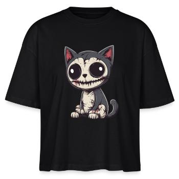 Chat Halloween Drôle Zombie - T-shirt bio NOVA Stanley/Stella Femme - noir - Devant - Anna (173cm)