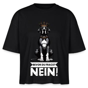 Bevor Du Fragst Deutsche Dogge Doggenbesitzer - Stanley/Stella Frauen Boxy Bio-T-Shirt Nova - Schwarz - Vorne - Anna (173cm)
