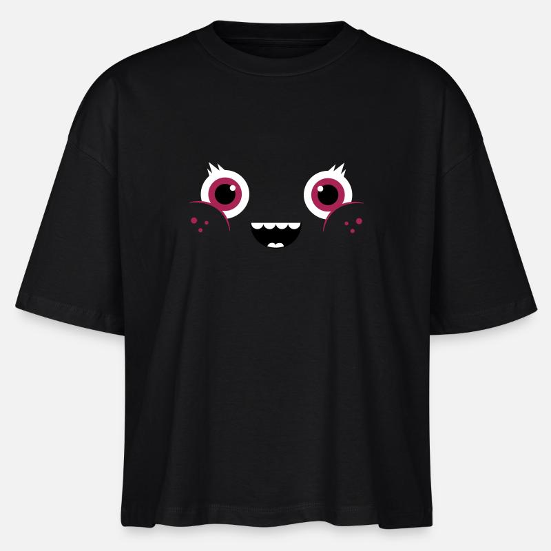 Drôle et mignon de Kawaii Visage Comic / Smiley - T-shirt bio NOVA Stanley/Stella Femme - noir