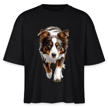 Australischer Schäferhund - Stanley/Stella Frauen Boxy Bio-T-Shirt Nova - Schwarz - Vorne - Anna (173cm)
