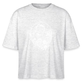 Astronaut im Vintage Blumenbeet mit Mondlicht - Stanley/Stella Frauen Boxy Bio-T-Shirt Nova - Weiß meliert - Vorne - Anna (173cm)