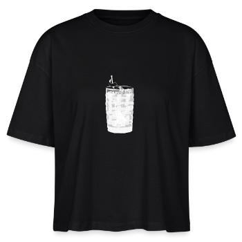 Gin Tonic Glas mit Zitrone - transparent - Stanley/Stella Frauen Boxy Bio-T-Shirt Nova - Schwarz - Vorne - Anna (173cm)