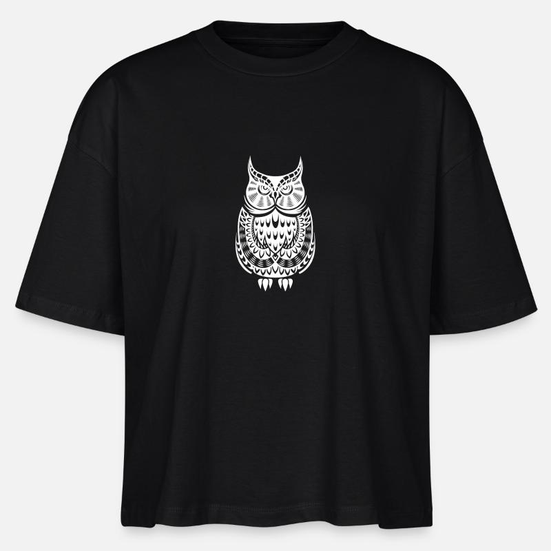 Pattern Owl - Stanley/Stella Nova Women’s Boxy Organic T-Shirt - black