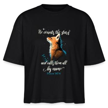 Bibelvers Christlich Religiöses Motiv - Stanley/Stella Frauen Boxy Bio-T-Shirt Nova - Schwarz - Vorne - Anna (173cm)