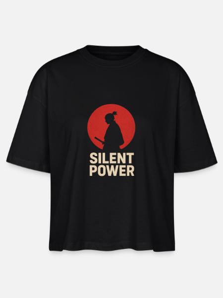 Silent Power mit Katana - Stanley/Stella Frauen Boxy Bio-T-Shirt Nova - Schwarz