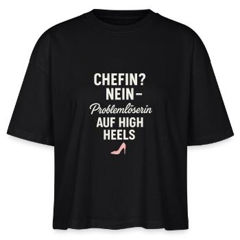 Chefin Nein – Problemlöserin auf High Heels - Stanley/Stella Frauen Boxy Bio-T-Shirt Nova - Schwarz - Vorne - Anna (173cm)