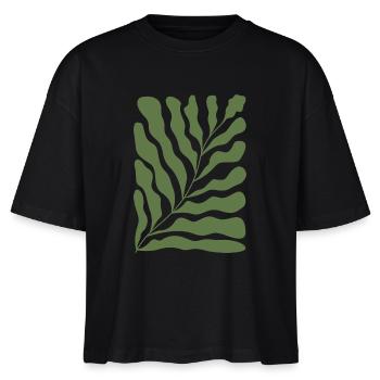 Abstract Floral - Stanley/Stella Frauen Boxy Bio-T-Shirt Nova - Schwarz - Vorne - Anna (173cm)