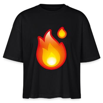 Smiley Fire - Stanley/Stella Frauen Boxy Bio-T-Shirt Nova - Schwarz - Vorne - Anna (173cm)