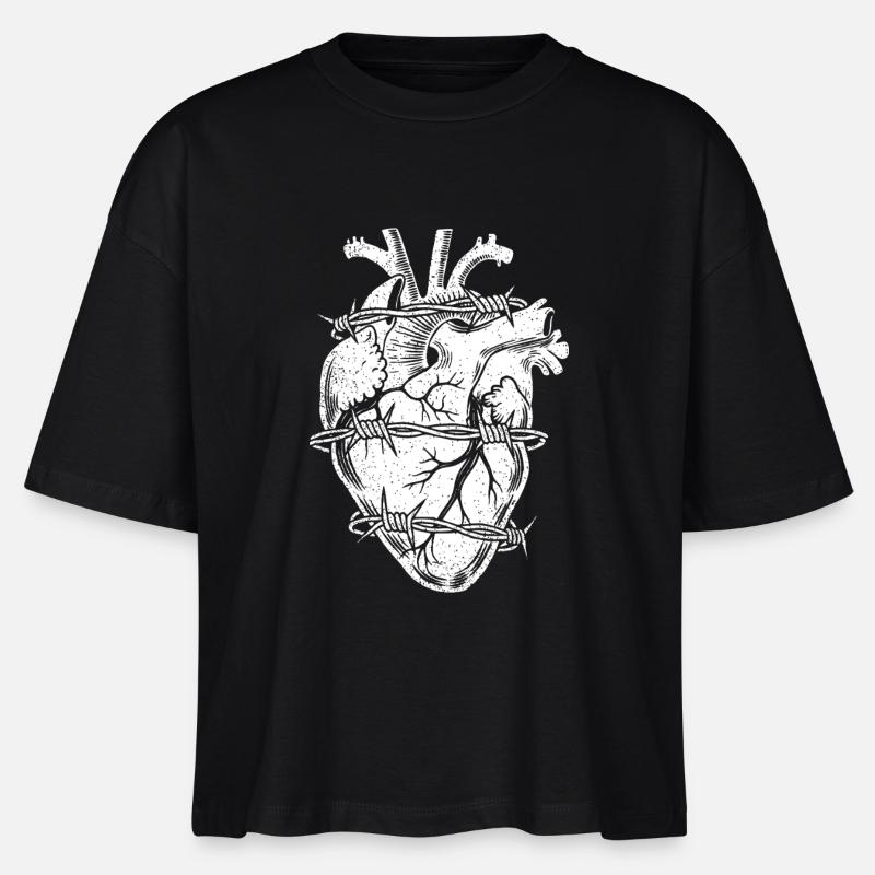 Barbed Wire Heart - Stanley/Stella Nova Women’s Boxy Organic T-Shirt - black