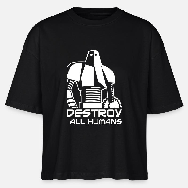 robot_destroy - Stanley/Stella Frauen Boxy Bio-T-Shirt Nova - Schwarz