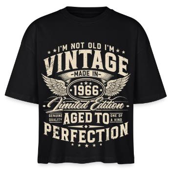 Vintage 1966 Jahrgang 60. Geburtstag Geschenk - Stanley/Stella Frauen Boxy Bio-T-Shirt Nova - Schwarz - Vorne - Anna (173cm)