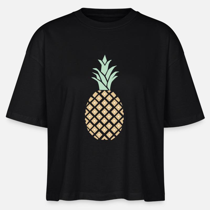 Pineapple with pattern - Stanley/Stella Nova Women’s Boxy Organic T-Shirt - black