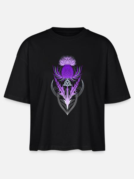 Distel mit Triquetra - Stanley/Stella Frauen Boxy Bio-T-Shirt Nova - Schwarz