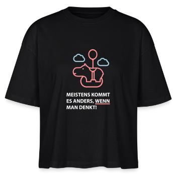 Flying Hippo.ai - Stanley/Stella Frauen Boxy Bio-T-Shirt Nova - Schwarz - Vorne - Anna (173cm)