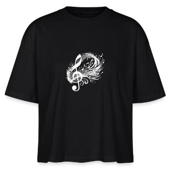 Musik Noten wirbeln mit Notenschlüssel davon - Stanley/Stella Frauen Boxy Bio-T-Shirt Nova - Schwarz - Vorne - Anna (173cm)
