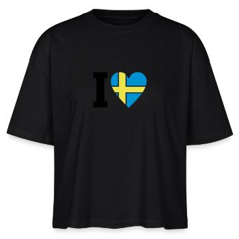 schweden_ilove_50 - Stanley/Stella Frauen Boxy Bio-T-Shirt Nova - Schwarz - Vorne - Anna (173cm)