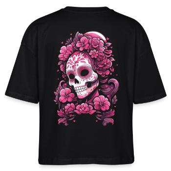 Totenkopf mexikanisch muertos tag der toten pink - Stanley/Stella Frauen Boxy Bio-T-Shirt Nova - Schwarz - Hinten - Anna (173cm)