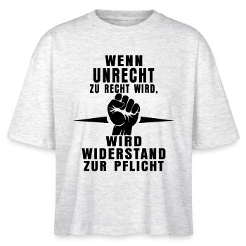 Unrecht erkennen – Widerstand zeigen - Stanley/Stella Frauen Boxy Bio-T-Shirt Nova - Weiß meliert - Vorne - Anna (173cm)