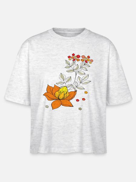 Blumenranke - Stanley/Stella Frauen Boxy Bio-T-Shirt Nova - Weiß meliert