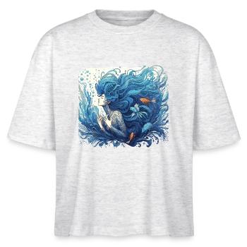 Meerjungfrau Nixe blaue Haare Art Nouveau Geschenk - Stanley/Stella Frauen Boxy Bio-T-Shirt Nova - Weiß meliert - Vorne - Anna (173cm)
