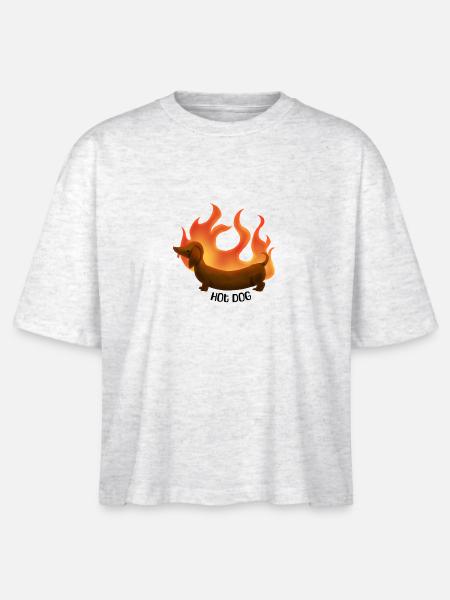 hot dog black - Stanley/Stella Frauen Boxy Bio-T-Shirt Nova - Weiß meliert