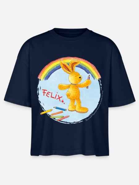 Felix der Hase malt Regenbogen - Stanley/Stella Frauen Boxy Bio-T-Shirt Nova - Navy