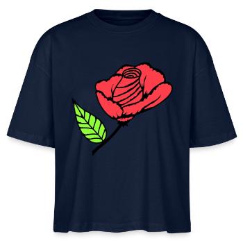 Hübsche Schöne Rose Blüte Blatt Röschen Romantisch - Stanley/Stella Frauen Boxy Bio-T-Shirt Nova - Navy - Vorne - Anna (173cm)