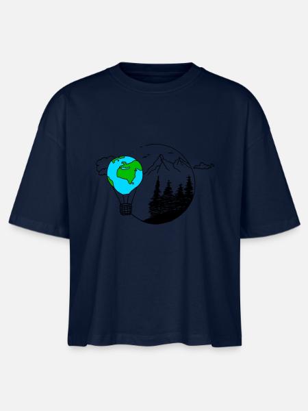 Weltkugel Berge - Stanley/Stella Frauen Boxy Bio-T-Shirt Nova - Navy