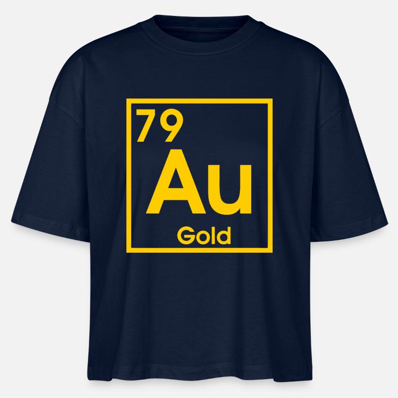 AU Guld – Design af elementsymboler - Stanley/Stella Nova økologisk T-shirt med boxy-snit til damer - marineblå