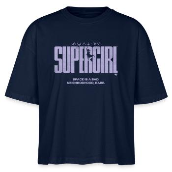 Supergirl Movie Schriftzug Mit Zeichen & Spruch - Stanley/Stella Frauen Boxy Bio-T-Shirt Nova - Navy - Vorne - Anna (173cm)