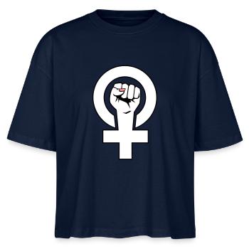 Feminist - Feministin - Stanley/Stella Frauen Boxy Bio-T-Shirt Nova - Navy - Vorne - Anna (173cm)