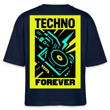 Techno Forever - Stanley/Stella Frauen Boxy Bio-T-Shirt Nova - Navy - Hinten - Anna (173cm)