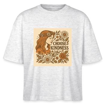 Choose kindness. Flowers. - Stanley/Stella Frauen Boxy Bio-T-Shirt Nova - Weiß meliert - Vorne - Anna (173cm)