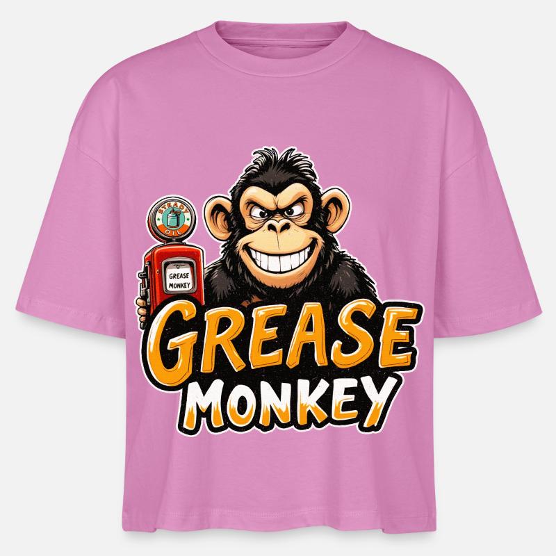GreaseMonkey Grinning Mechanic - Stanley/Stella Nova Women’s Boxy Organic T-Shirt - pink