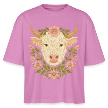 Highland Kuh 🐮 - Stanley/Stella Frauen Boxy Bio-T-Shirt Nova - Pink - Vorne