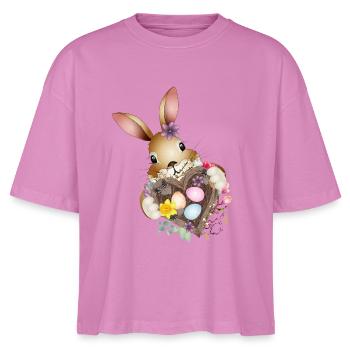 Un joli lapin de Pâques avec un cœur et un panier de Pâques - T-shirt bio NOVA Stanley/Stella Femme - rose - Devant