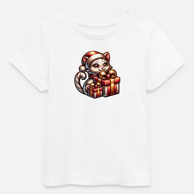 Noël chat - T-shirt bébé bio Stanley/Stella - blanc