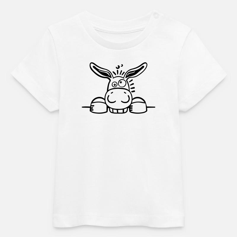 Curieux âne - T-shirt bébé bio Stanley/Stella - blanc