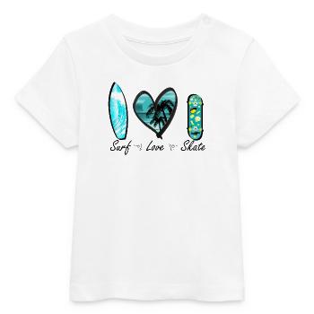 surf love skate vague coeur - T-shirt bébé bio Stanley/Stella - blanc - Devant
