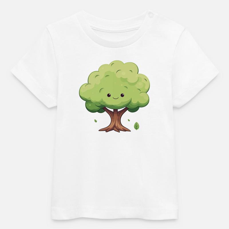 Arbre de dessin animé câlin - T-shirt bébé bio Stanley/Stella - blanc