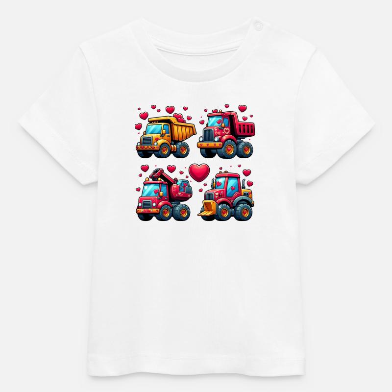 Tiny Builders' Affection - T-shirt de construction - T-shirt bébé bio Stanley/Stella - blanc